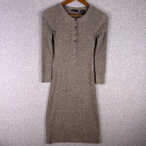 Moda International Sweater Dress Women's XS Brown Ribbed Knit Fitted Y2K 2000s